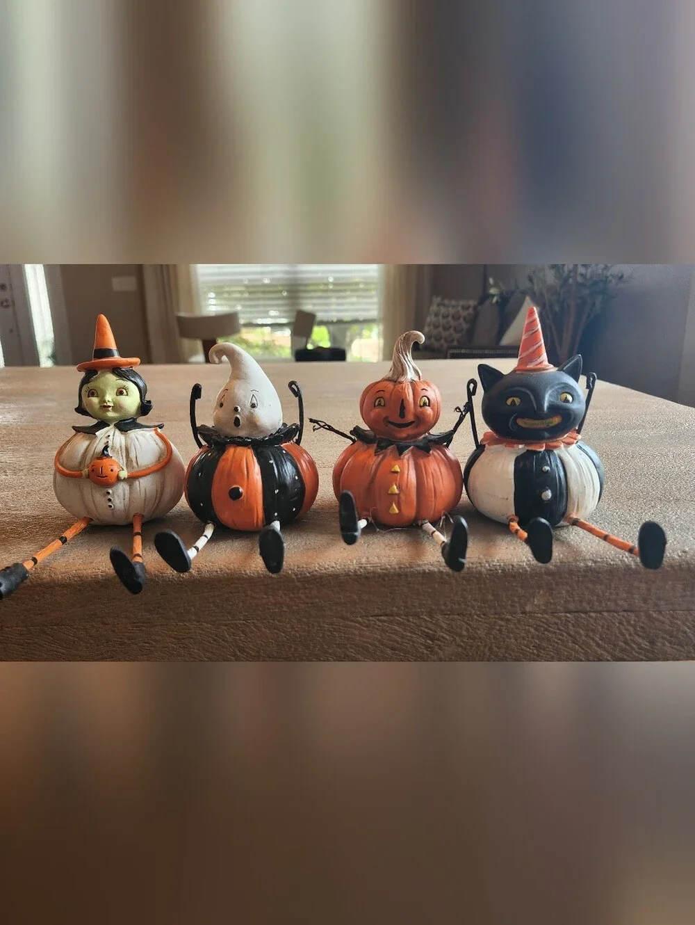Johanna Parker Halloween Shelf Sitters Set Of 4 Cat Pumpkin Ghost Witch
